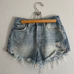 Free People Light Wash Cutoff Denim Shorts